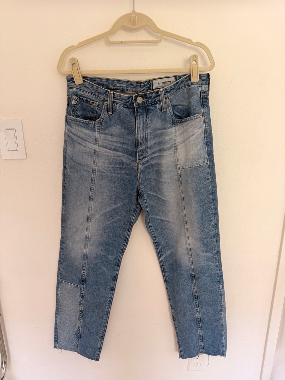 AG THE PHOEBE Washed Blue Straight-Leg Jeans